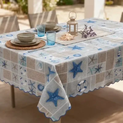 Mantel faro estrellas azul