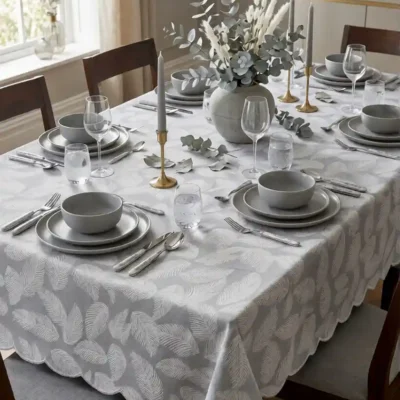 mantel plumas gris